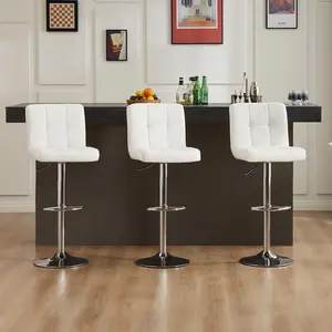 【Deal】Swivel Barstools Set of 2 in PU Leather with Hydraulic Lift, Kitchen Counter Height Stools Featuring Thickened Seat Cushions and Back