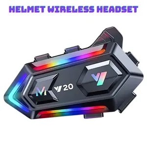 Multicolor LED Atmosphere Light Y20 Motorcycle Helmet Headset Bluetooth-compatible 5.3 Intelligent Noise Reduction 16 Color RGB Environment Light