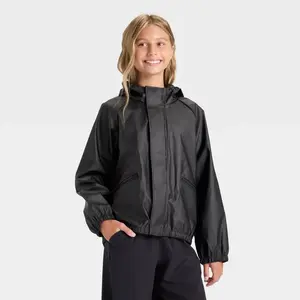 Girls' Hooded Rain Coat - All In Motion Black XXL