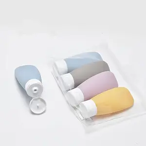 4 pcs Leak-Proof Compact Lightweight Squeeze Bottles Set for Travel Toiletries - Refillable Cosmetic Containers for Shampoo, Conditioner, Lotion, Makeup, and Body Wash