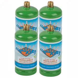 Flame King (4-Pack) 1LB EMPTY Propane Cylinder Tank – Refillable – Reusable – Safe and Legal Refill Option – DOT Compliant – 16.4 oz for Camping, Backpacking, and Hiking