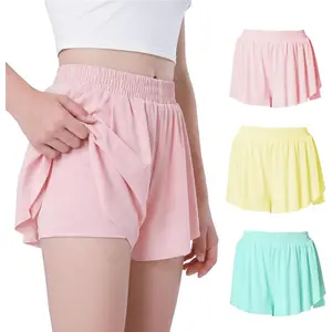 3 Pack Soft Girls Butterfly Shorts 7-16 Comfortable 2-in-1 Kids Flowy Shorts for Running, Dance, Sports