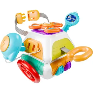 10 in 1 Baby Busy Board Cube, Montessori Sensory Toy Toddler 1-3, Infant Carseat Plane Travel, Kid Education Learning Activity, Easter Birthday Gift 6 9 12 18 Month 1 2 Year Old Boy Girl