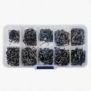 300PCS Small High-Carbon Steel Barbed Fishing Hooks with Holes, 10 Specifications of Fishing Hooks, Portable Boxed Hooks, Powerful Hooks That Can Adapt to Various Fishing Environments