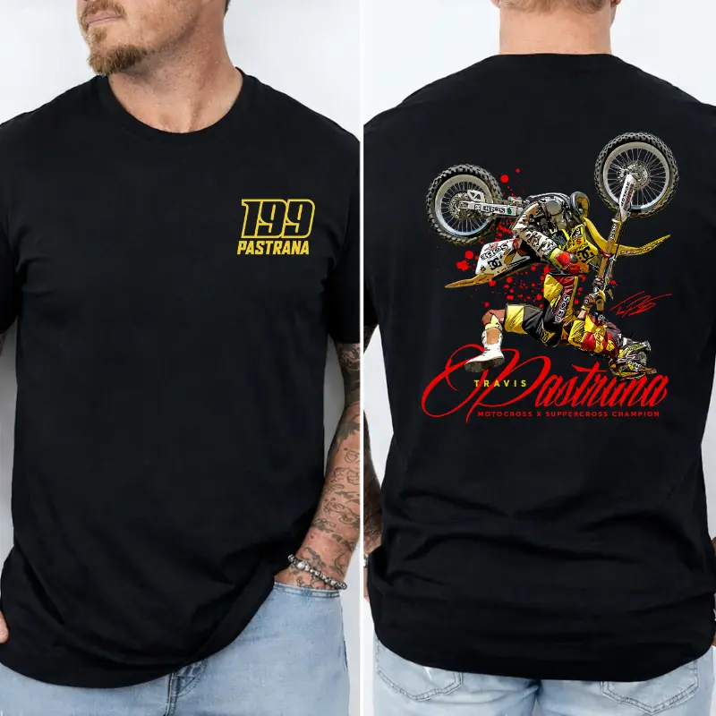 Travis Pastrana T-Shirt, Vintage Motocross Racing Shirt, Motorcycle Racing Fan Apparel, Unisex Casual Streetwear For Men And Women