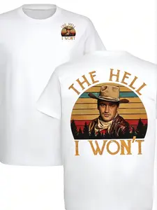 Vintage John Wayne Legend Cowboy Western T-Shirt, Full Color Design, Casual Wear & Gift, Durable Material, Men's Summer Short Sleeve