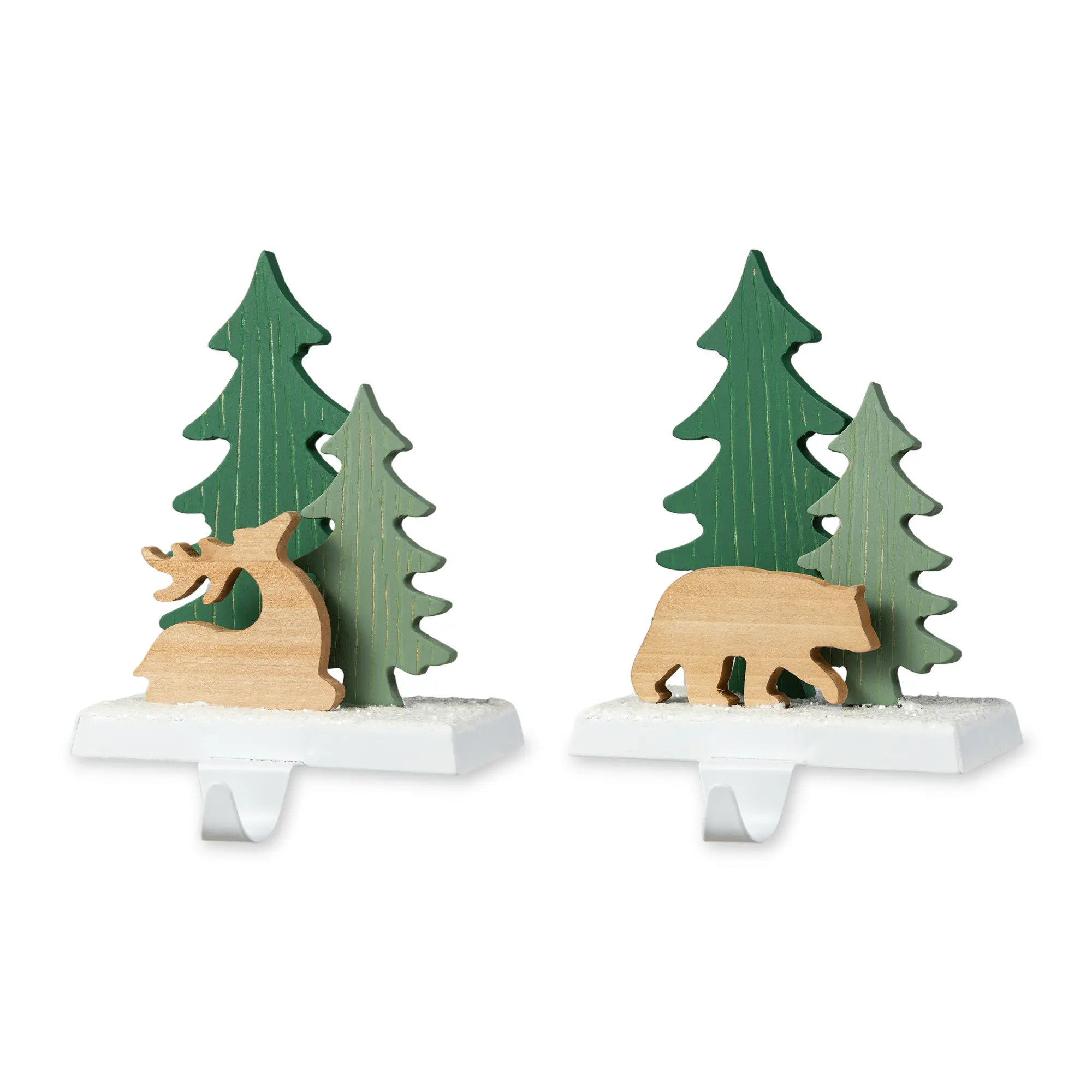 【Christmas in July】 Glitzhome Set of 2 Christmas Reindeer&Bear Stocking Holder