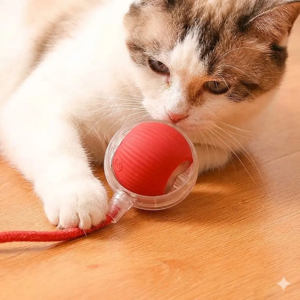 Electric Cat Teaser Ball, Electric Dog Teaser Ball, Cat Toys, Self-entertaining and Boredom-busting Smart Cat Teaser Ball with a Outer Layer to Reduce Noise, Automatic Cat Teaser Wand - a Perfect Gift for Your Beloved Pets.  cat stuff for indoor