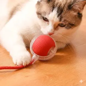 Electric Cat Teaser Ball, Electric Dog Teaser Ball, Cat Toys, Self-entertaining and Boredom-busting Smart Cat Teaser Ball with a Outer Layer to Reduce Noise, Automatic Cat Teaser Wand - a Perfect Gift for Your Beloved Pets.  cat stuff for indoor