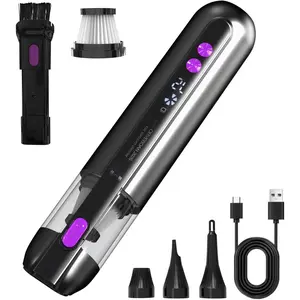 Handheld  Vacuum Cleaner 15000Pa, Portable Cordless Mini Vacuum Blower 3 in 1, LED Display, Type C Rechargeable, Small Vacuum for  Interior, , Desk Cleaning (Black)