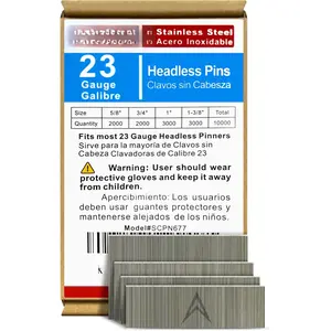 23 Gauge Stainless Steel Pinner Nails (5/8",3/4",1",/8") assorted 4 sizes' Headless Pin Nails for Molding Cabinetry Building Assembly (5000)