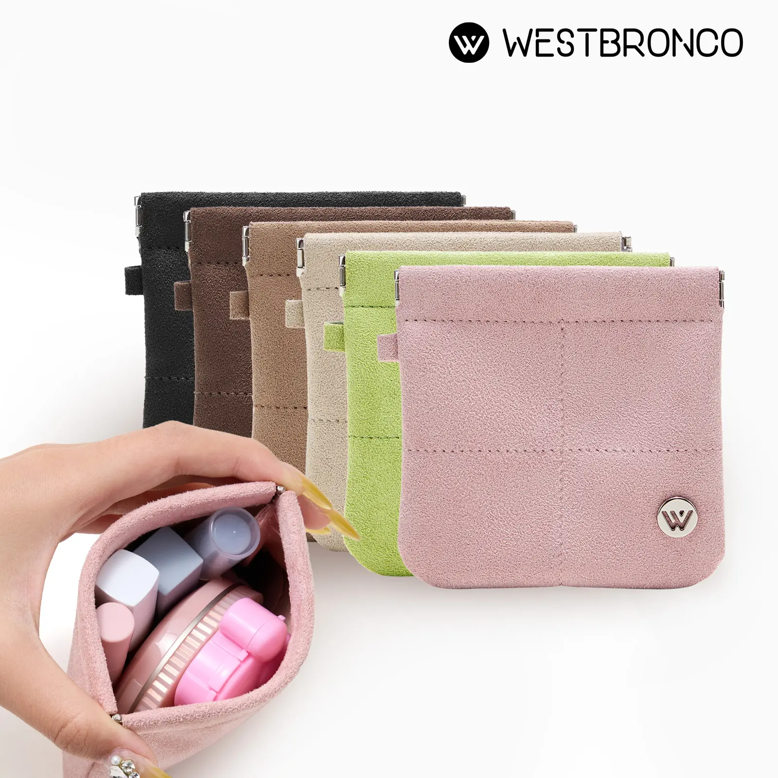 WESTBRONCO Mini Pouch Wallet for Women Suede Leather Coin Purse with Secure & Convenient Snap Magnetic Closure Small Travel Pocket Organizer for Cash, Cards, Lipstick, Earbuds Case & Pills SummerSale