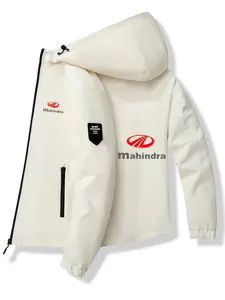 Label Geometric Hooded Jacket, Polyester Fabric, Ellipse Pattern, Casual Slim-Fitting Outerwear, Spring & Fall Fashion