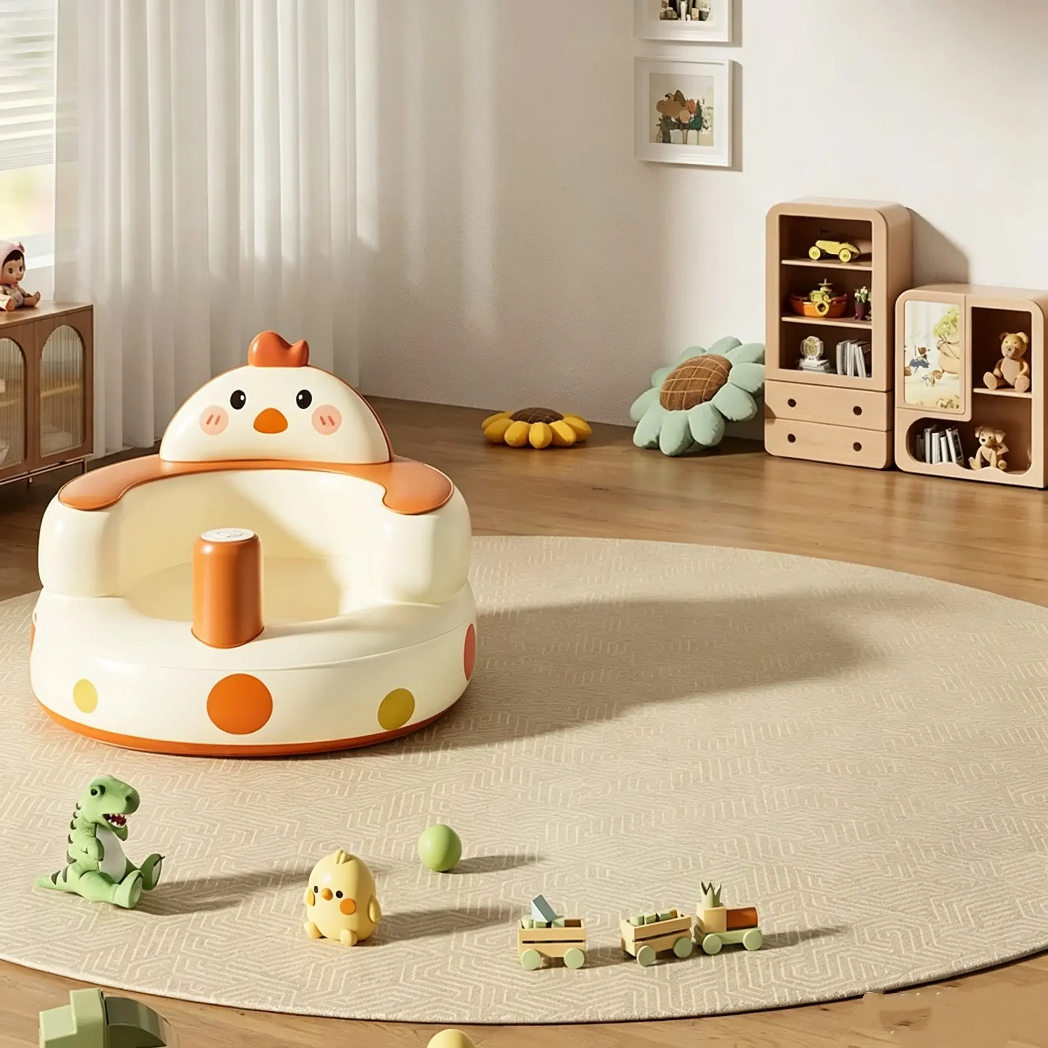 Portable Baby Seat with Built-In Air Pump, No Wheels, Outdoor Carryable Chair, Portable Bath Chair, Anti-Fall Dining Chair, Outdoor Portable Seat, Infant Chair, Portable Kid Chair