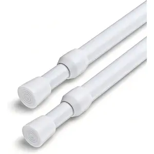 2 Pack Adjustable Spring Tension Curtain Rod 28-43 Inches 5/8" Diameter White