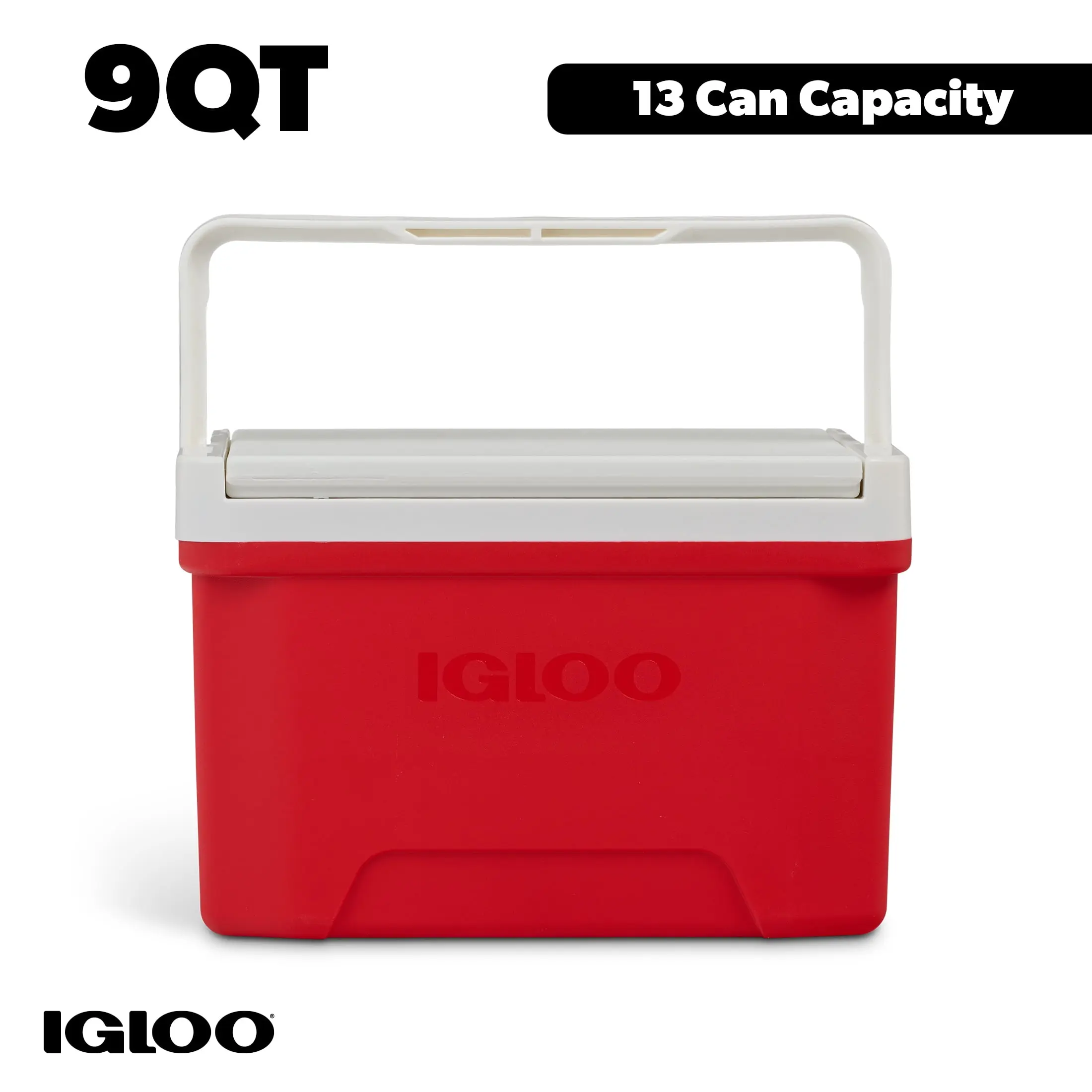 Igloo 9 Qt Laguna Ice Chest For Sports Game Beverage Cooling 13 Can Capacity Small Red Cooler Reversible Lid Tray