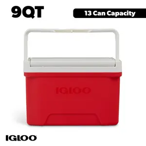 Igloo 9 Qt Laguna Ice Chest For Sports Game Beverage Cooling 13 Can Capacity Small Red Cooler Reversible Lid Tray