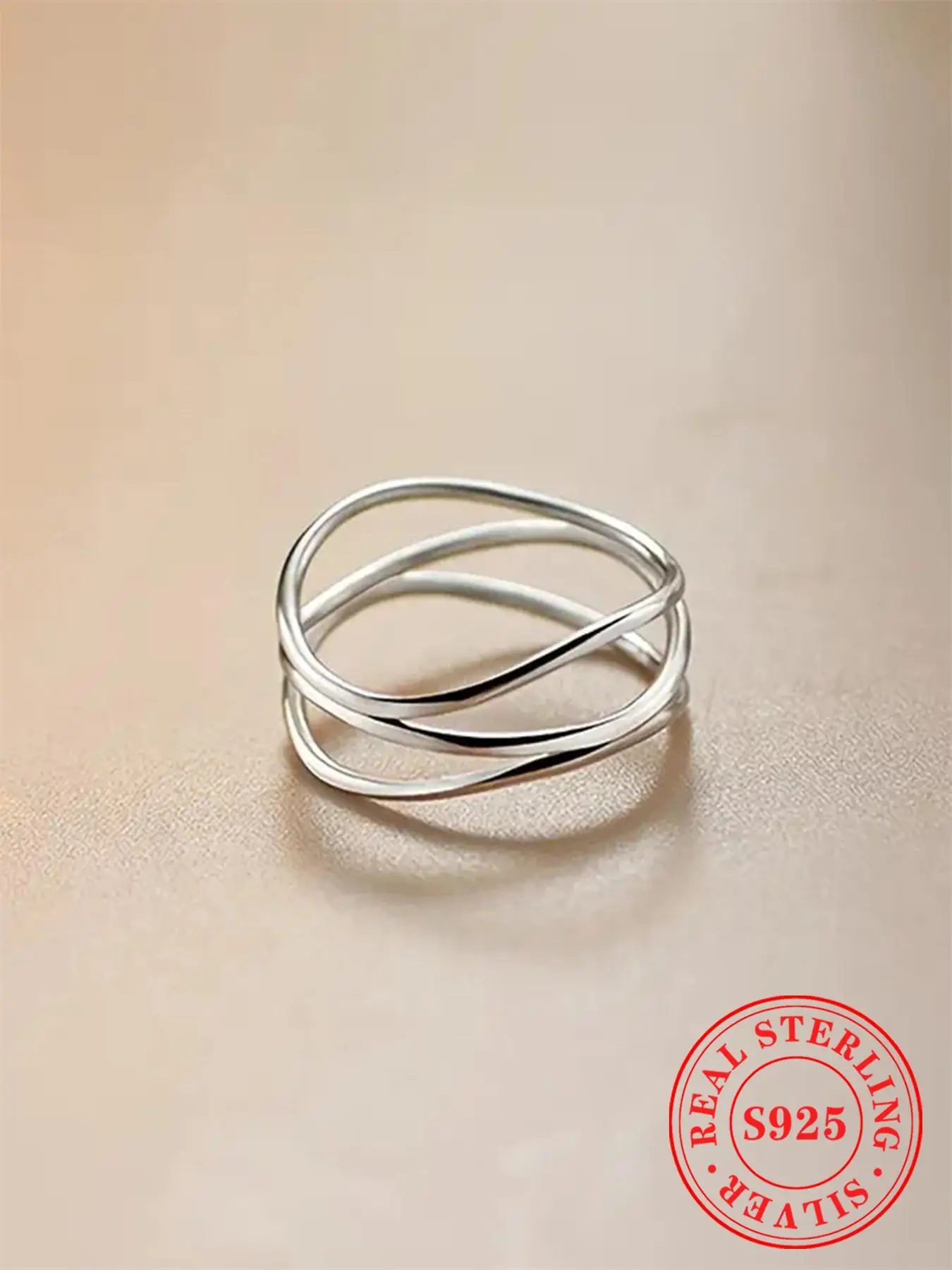 925 Sterling Silver Simple Design Ring, Fashion Accessories for Women & Girls, Trendy All-match & Exquisite Jewelry for Birthday Gift