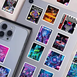 56 Colorful Acidic Stickers, Punk Heavy Metal Cool Art, Abstract Creative Decorative Computer Stickers, Printed, No Ca Prop 65 Re