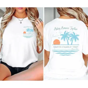 Personalized Family Beach Vacation Shirt, Front And Back Custom Family Trip Shirt, Family Matching Shirts, Family Name Shirt, Summer T-Shirt