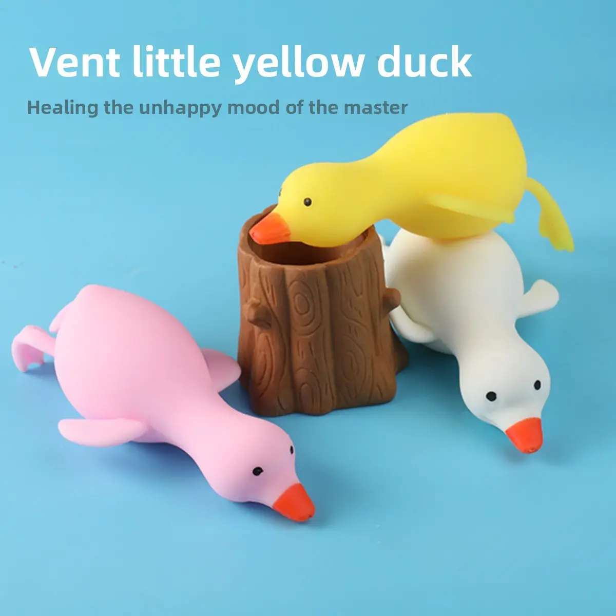 Cute Duck Keychain, Non-Toxic Elastic Sensory Fidgets for Kids & Adults, Tear-Resistant Squishy Stress Relief Squeeze Toy
