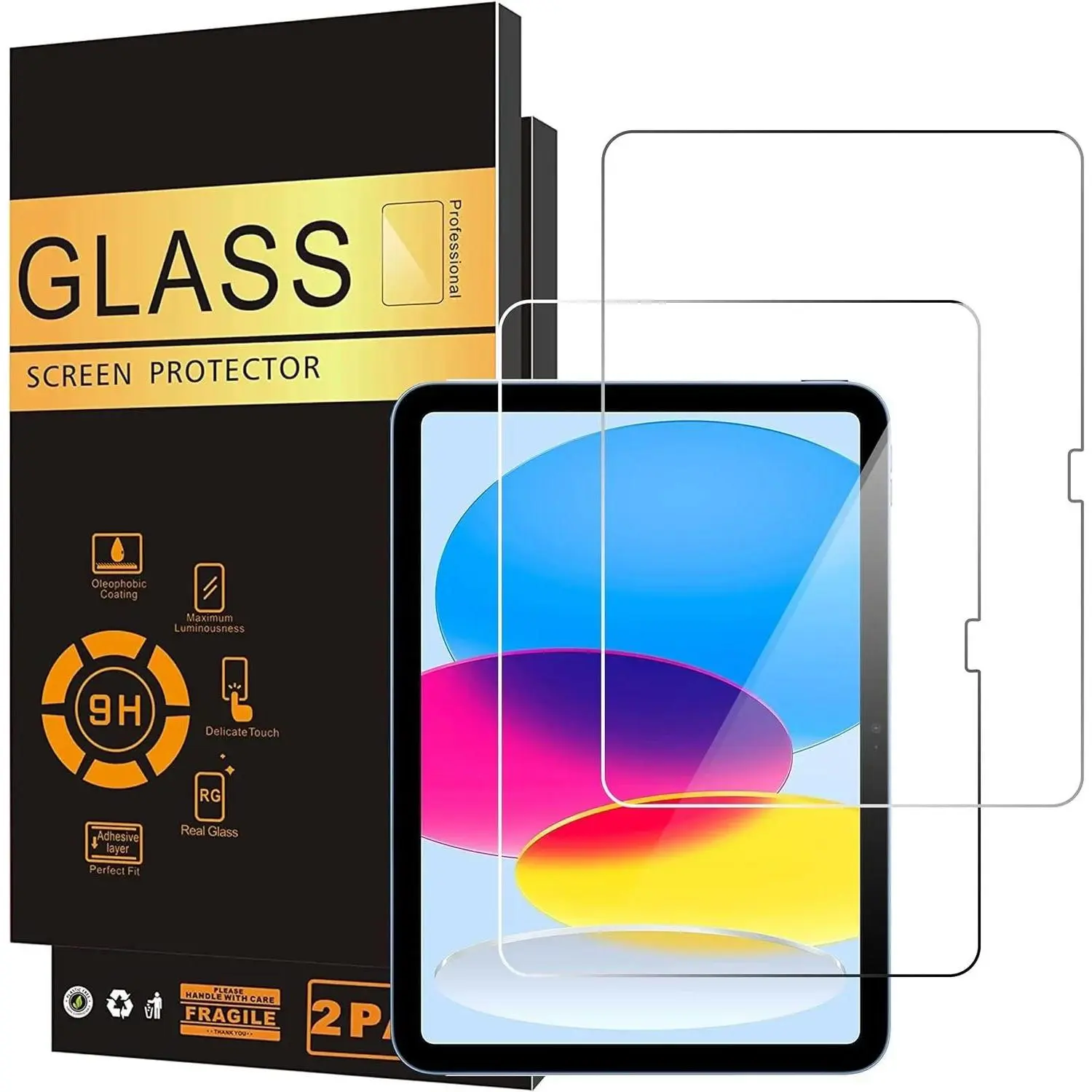 2 Pack Screen Protector for iPad 10th Generation 10.9 Inch Display 2022 Tempered Glass [Face ID & Apple Pencil Compatible] Ultra Sensitive Case Friendly [2 Pack]