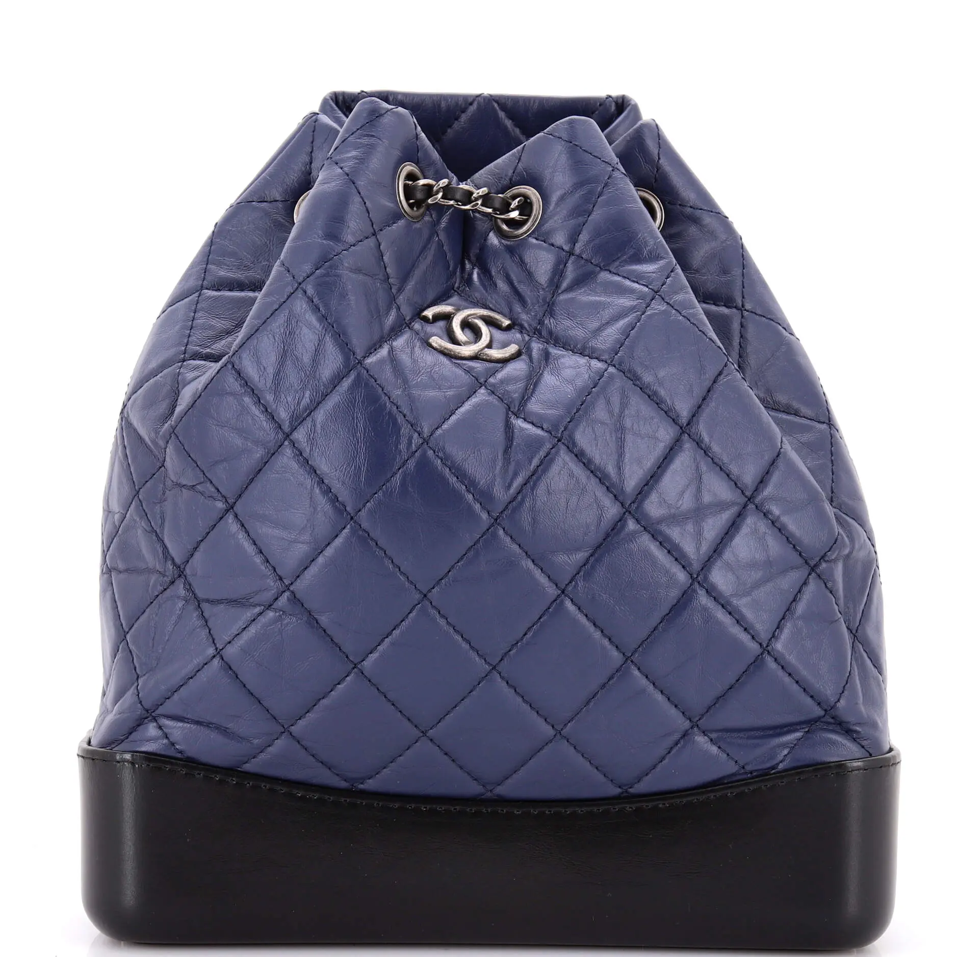 Pre-owned CHANEL Leather Backpacks Gabrielle Backpack Quilted Aged Calfskin Medium by Rebag