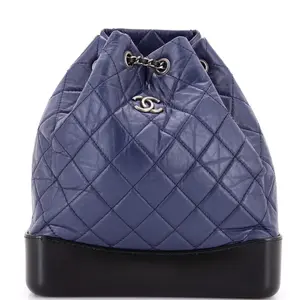 Pre-owned CHANEL Leather Backpacks Gabrielle Backpack Quilted Aged Calfskin Medium by Rebag