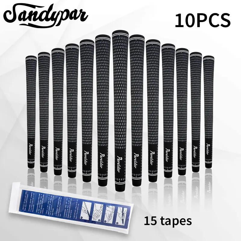 WUDAY 10-Piece High-Performance Rubber Golf Grips - Large Size, Anti-Slip for Adults, DIY Regrip Kit with Grip Tape Included, Versatile for Play, Essential Club Parts
