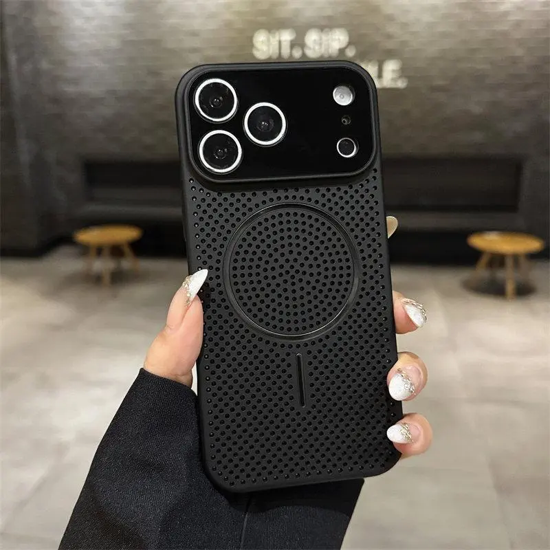 2026 summer super strong honeycomb cooling phone case, fully equipped with lens anti drop protection, game and live cooling phone protection case, suitable for iPhone 17 Pro Max, 16, 15 Plus, 14, 13, 12 Magsafe cooling phone case.A189