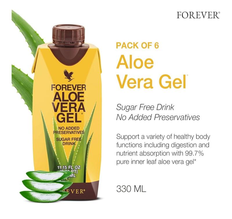 Forever Living Aloe Vera Gel 99.7% Pure Inner Leaf Juice Preservative-Free 11.15 fl oz Pack of 6 Multi-pack Beverage No Added Preservatives Sugar Free Natural Digestive Health Benefits
