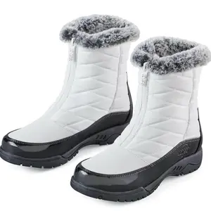 Totes Ladies Quilted Waterproof Calf-Length Zip-Front Boots with Plush Lining – Women's Size 8