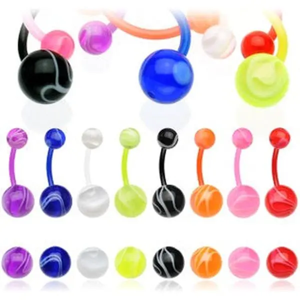 Flexible Marble Acrylic Belly Ring Flexible Marble Acrylic Belly Ring