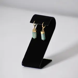 "Huggies" Amazonite point earrings (Leverback)