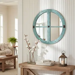 Aqua Blue Ship Window Mirror