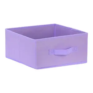 REGALWOVEN Fabric Storage Cube with Handle, Storage Bin for Shelves Closet, Collapsible Storage Basket for Organizing Clothes Books 11.8*11.8*5.9in Purple