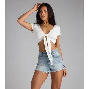 Flirt Served Tie-Front Crop Top