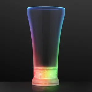 Set of 12 Light Up Multicolor LED Pilsner Drinking Glasses BPA Free Acrylic Tumblers with 7 Color Settings for Parties