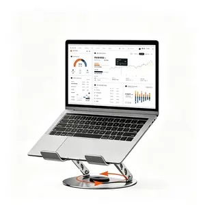 Silver Adjustable Computer Stand with 360-Degree Rotating Base, Ergonomic Foldable Laptop Riser for Desk, Compatible with MacBook Pro/Air & 16-in Notebooks, Home Essential Party Gift