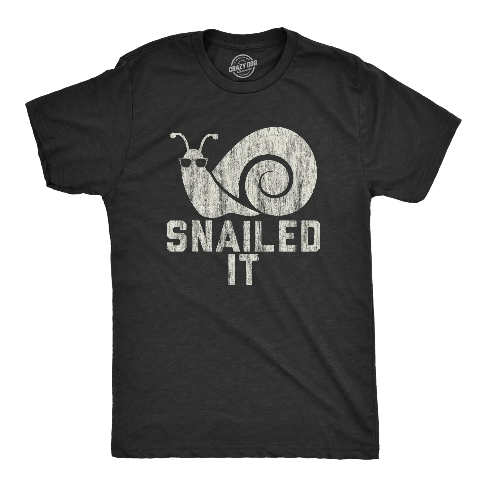 Mens Snailed It Shirt Funny Nailed It Snail Pun Sunglasses Sarcastic Novelty Tee Mens Funny T Shirts Cool Vintage Fashion T-Shirt Gift Classic Menswear Sarcastic Apparel for Men Funny Animal Short Sleeve Black