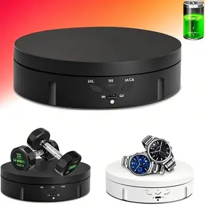 360 Degree Rotating Display Stand - 5.74inch Electric Turntable with 22lbs Capacity - Motorized Showcase Stand for Jewelry Photography - Reusable Black Display Platform - Smooth Silent Rotation for 3D Models & Watch Exhibits