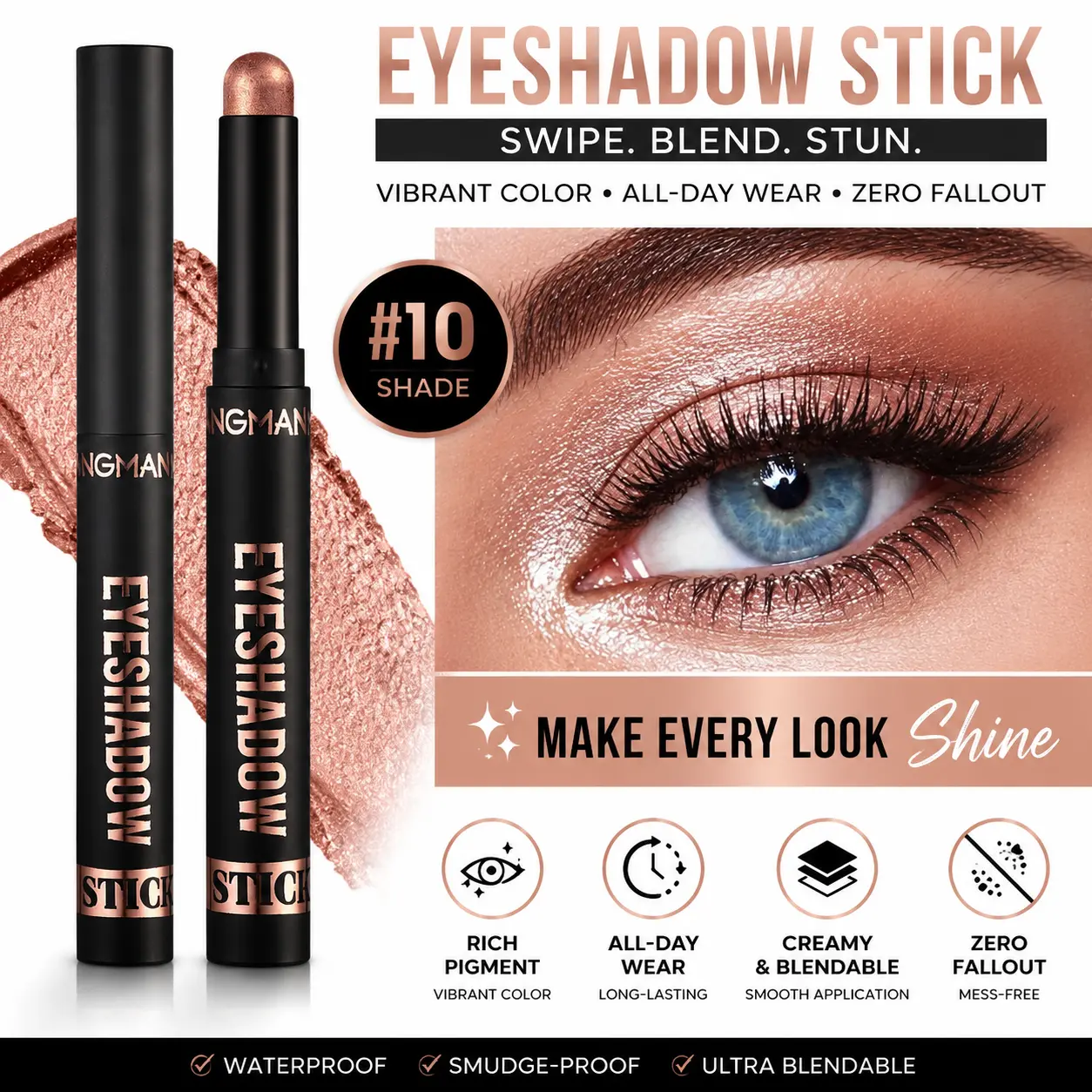 Multi-Use Eyeshadow Blending Brush, Soft Fluffy Shader and Smudge Applicator for Daily Eye Makeup Cosmetic Tool