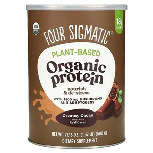 Four Sigmatic Plant-Based Organic Protein with Mushrooms & Adaptogens, Creamy Cacao, 1.32 lbs (600 g)
