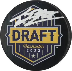 Connor Bedard Chicago Blackhawks Autographed 2023 NHL Draft Hockey Puck - Fanatics Authentic Certified