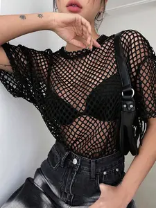 Loose Drop Shoulder Top Outdoor Transparent Shirt No Bra No Underwear, Casual Fashion Long Sleeve Blouse for Women, All Seasons Blouse