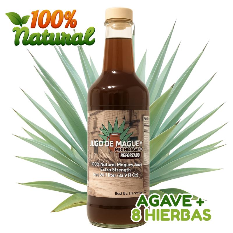 Herbalista Maguey Tarasco 2 Pack Bundle - Black Juice + Maguey Natural - Jugo De Maguey Tarasco Asado + Natural Extract 33.3 Fl oz (1 Liter) Each | All Natural, 100% Juice | Jugo de Maguey de Michoacan, Sabor Natural.