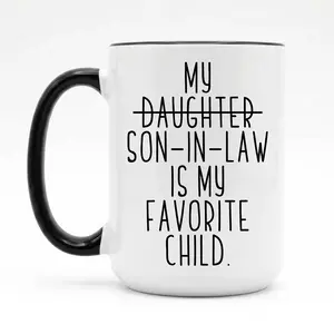 Humorous Coffee Mug - Premium Ceramic Cup with Funny Quote - for Home Kitchen & Office Desk - Witty Gift for Mother-in-Law & Father-in-Law - White/Black