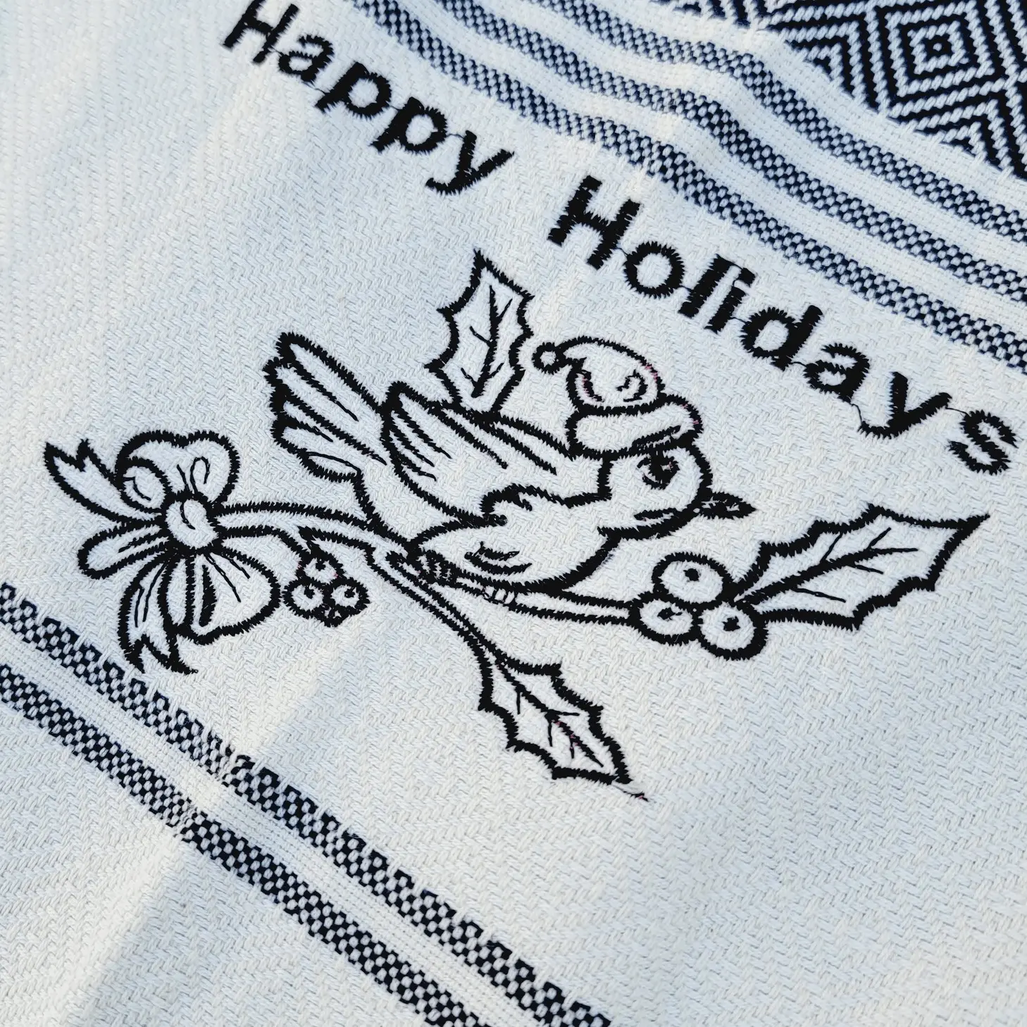 Customized Turkish Cotton Woven Throw Blanket, 36x68" Holiday Gift