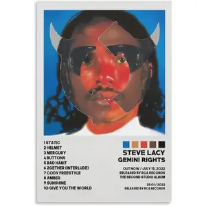 QIAOZ Steve Lacy Poster Gemini Rights Music Album Cover Posters for Room Aesthetic Canvas Wall Art Posters 12x18inch(30x45cm)