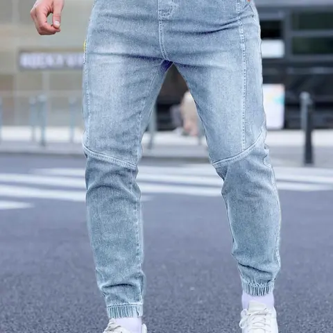 Men's New Arrival 2026 Spring and Summer Pants, Casual Workwear Jogger Jeans with Adjustable Drawstring, Men's Fashion Bottoms, Comfortable Casual Streetwear Jeans, Menswear